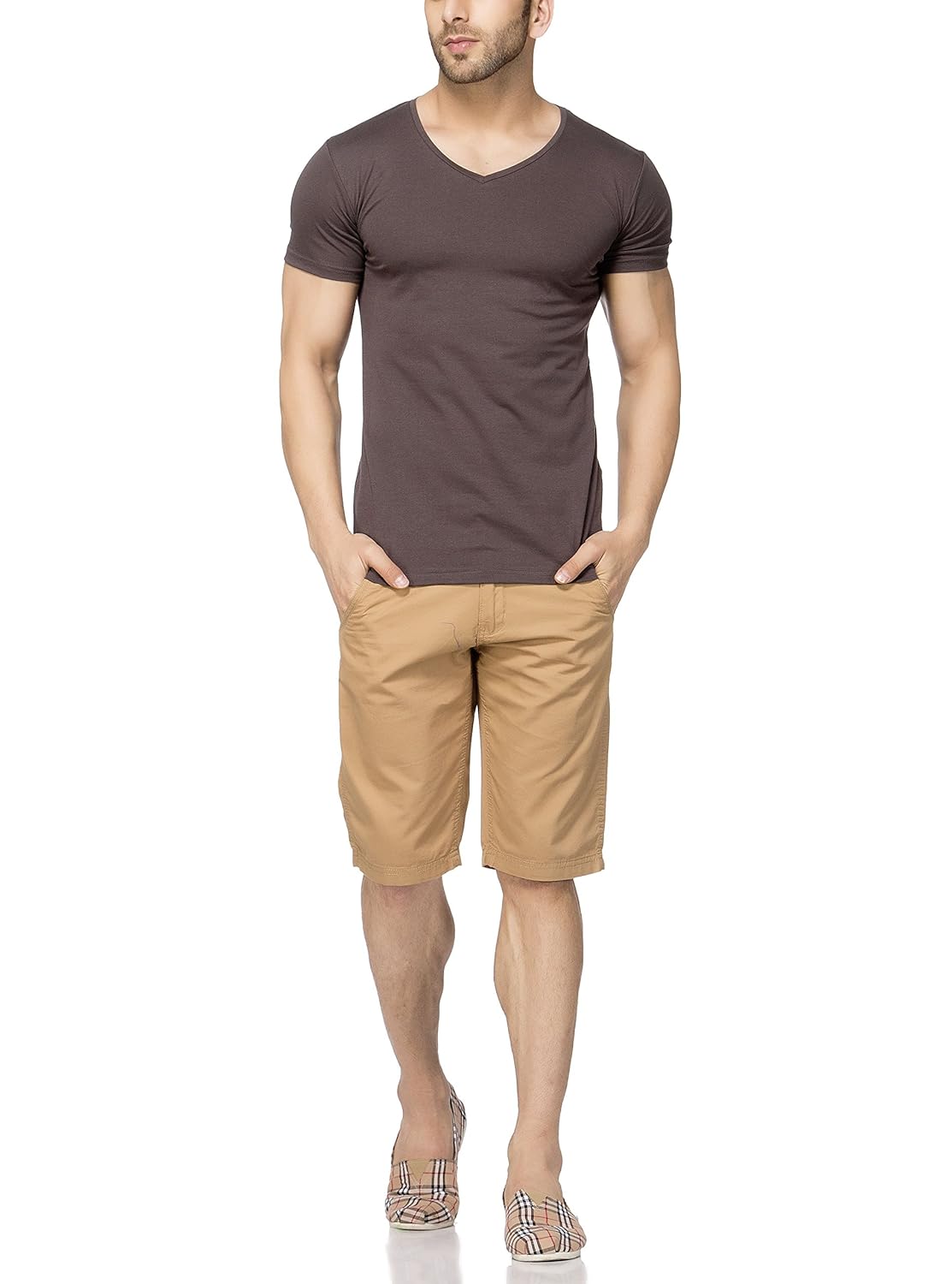 tinted men's cotton lycra v-neck half sleeve t-shirt (tj101crh-black-m-$p)