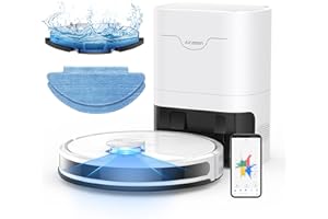 Airzeen Robot Vacuum and Mop,Self-Emptying Robot Vacuum Cleaner,3500Pa Suction,Laser Navigator with Smart Mapping Robotic Vacuums,180Mins Runtime,Schedule,App Control,Ideal for Carpet/Pet Hair