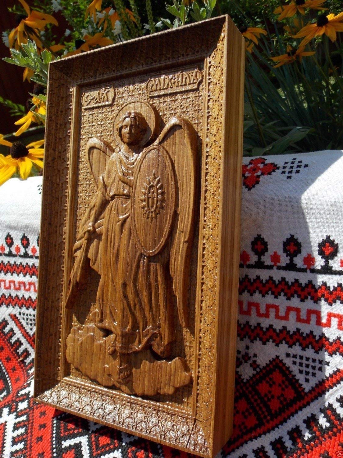 Saint Michael The Archangel Wood Carved Religious Icon Christian Gifts Wedding Anniversary Gifts Housewarming Gifts Wall Hanging Art Work Buy Online In China At China Desertcart Com Productid 34467887