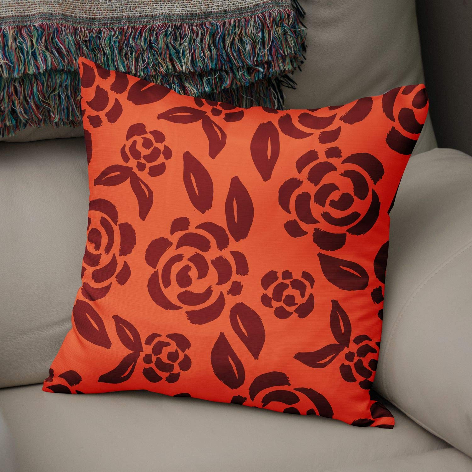 Bonamaison Decorative Cushion Cover Orange & Bordeux, Throw Pillow Covers, Home Decorative Pillowcases for Livingroom, Sofa, Bedroom, Size: 50x50 Cm - Designed and Manufactured in Turkey — image 1