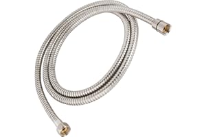Universal 60 Inch Flexible Shower Hose - Extra Long, Stainless Steel, Double-Buckle For Handheld Showerhead - Aqua Elegante - Brushed Nickel