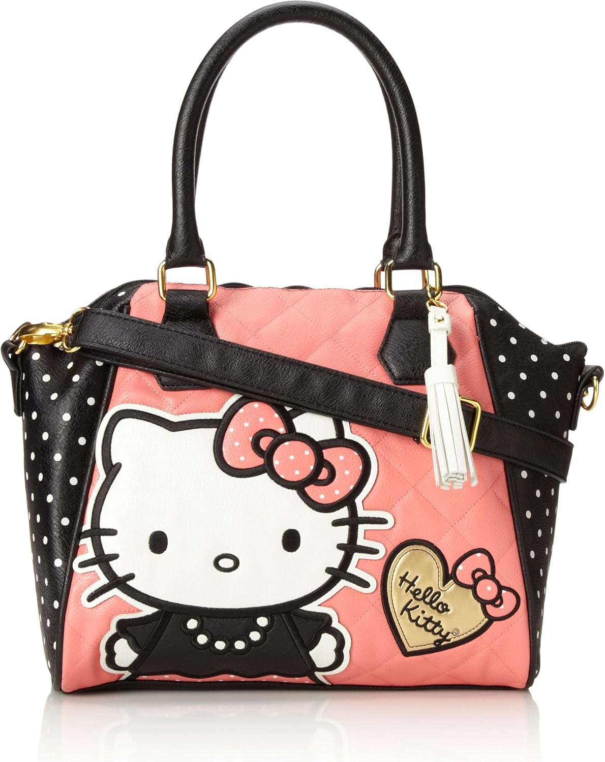 Hello Kitty Quilted Pearls W/White Polka Dots Top Handle Bag, Multi
