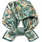 SHIROUYU 100% Mulberry Silk Scarf 21 "x 21" Square - Neck Scarf - Women Men Small Square Pocket Scarf - With Gift Packed