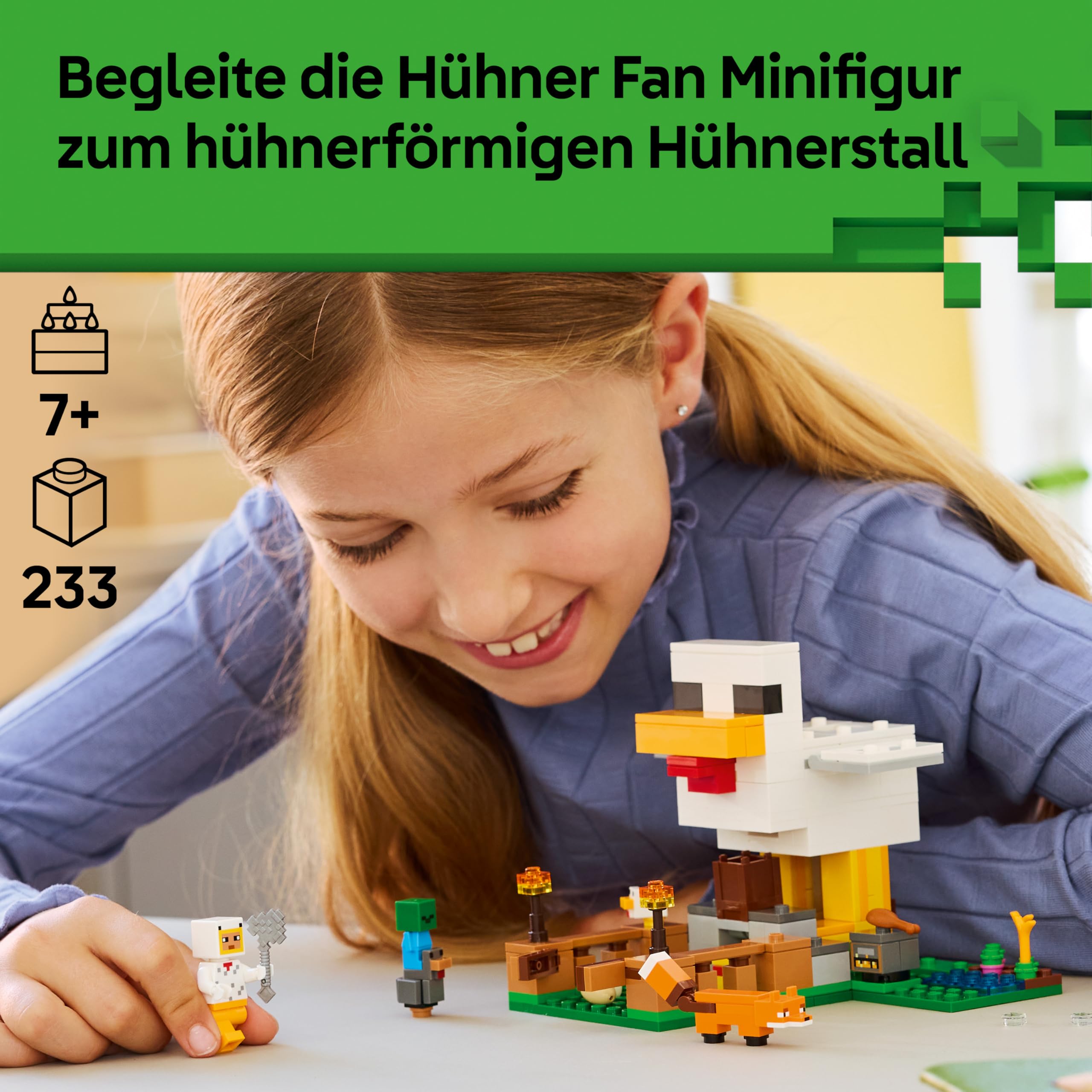 LEGO Minecraft Hühnerfarm - Spielzeug zum Bauen mit Hühner Fan Minifigur, Baby Zombie und Fuchs Figuren - Set mit Minecraft Figur - Gamer Geschenk für Jungen und Mädchen ab 7 Jahren - 21585 2