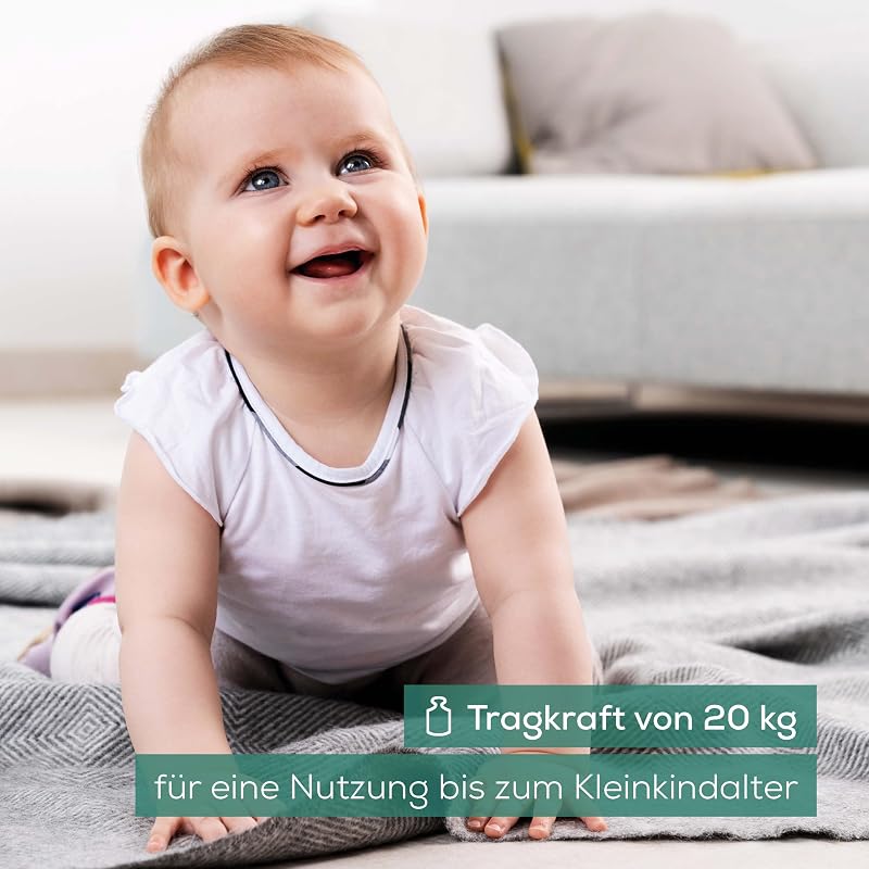 BY 90 Babywaage mit kostenloser App (iOS + Android) integriertes Maßband, 20 kg Tragkraft und Hold-Funktion für stramplende Babys
