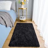 Aspire Homeware 60x110 cm Black Fluffy Rug Shaggy Non Slip Pile Runner view 3