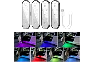 PIFOOG Car Door Light Projector LED Wireless Magnetic Welcome Doors Sill Lights 7 Colors Step Courtesy Warning Projection Lamp USB Rechargeable Auto Sensing Ambient Lighting Puddle Lights 4PCS