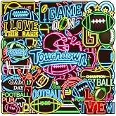 ZyvSyldrin 50PCS Neon Football Stickers for Kids Boys Teen Adults, Waterproof Vinyl Sports Stickers, Football Stuff Decals for Water Bottle, Laptop, Luggage, Scrapbook, Party Favors