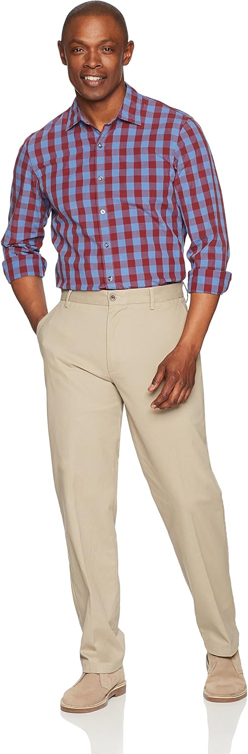  Essentials Men's Classic-fit Wrinkle-Resistant Flat-Front Chino Pant: Clothing