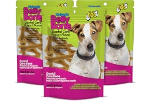 FIDO NATURALS Fido Belly Bones for Dogs, Yogurt Flavored Small Dog Dental Treats - 13 Treats Per Pack (3 Pack) - for Small Dogs (Made in USA) - Plaque and Tartar Control for Fresh Breath, Digestive Health Support