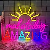 Make Today Amazing Neon Sign for Wall Decor Inspirational Letter Neon Light Classroom Neon Sign for Party Wedding Bedroom Decoration