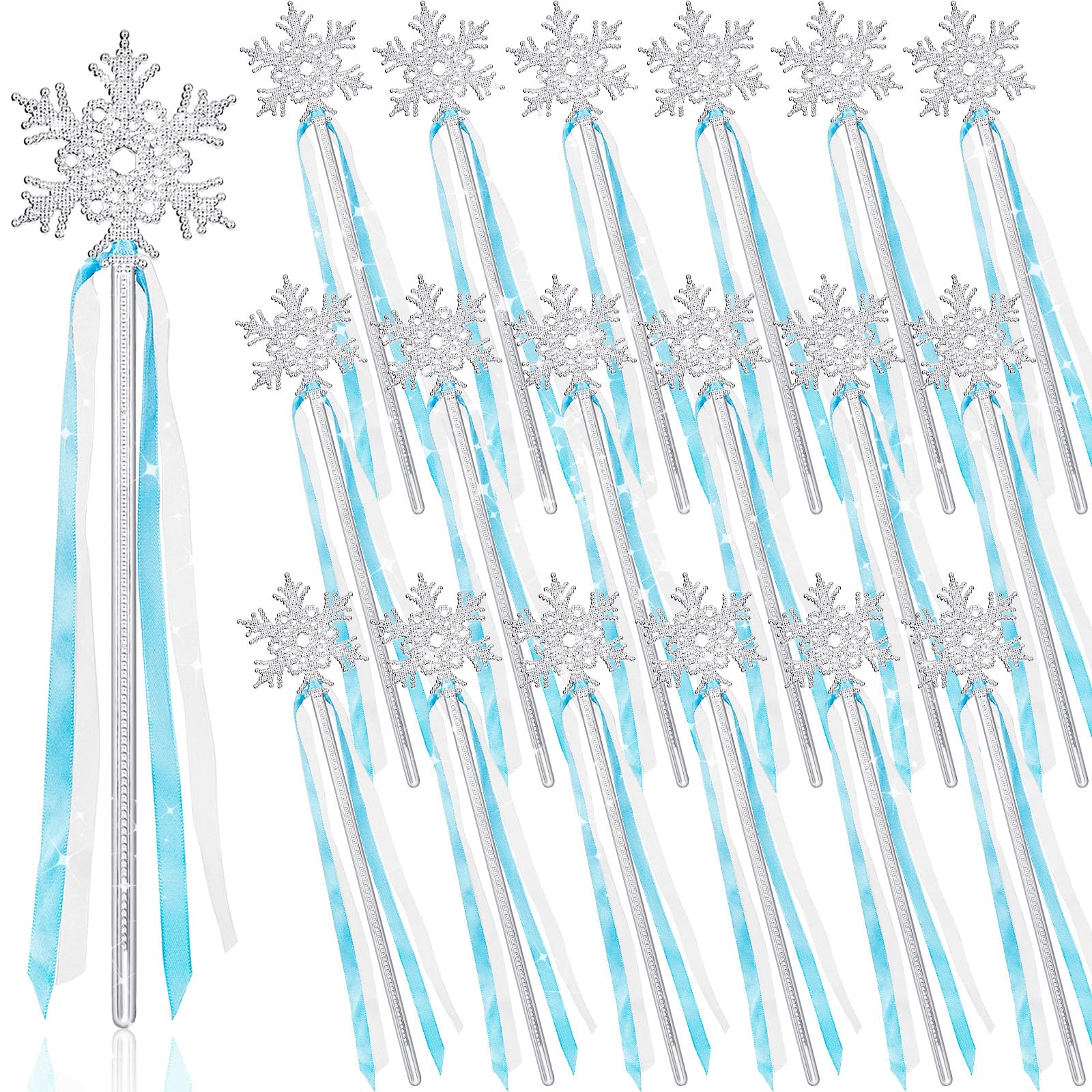 Photo 1 of Gejoy Silver Snowflake Magic Wand - 36 Pcs Frozen Snowflake Princess Wand Winter Theme