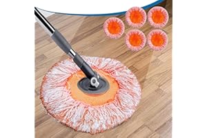 5 pcs Reusable Microfiber Mop Pads,Cleaning Mop for Floor Wall Door Window Ceiling Bathroom Car Orange