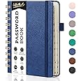 WEMATE Password Book with Alphabetical Tabs, Spiral Password Keeper Book for Seniors, Internet Password Notebook Password Journal logbook Small – 4.7''x 6'' (Navy Blue)