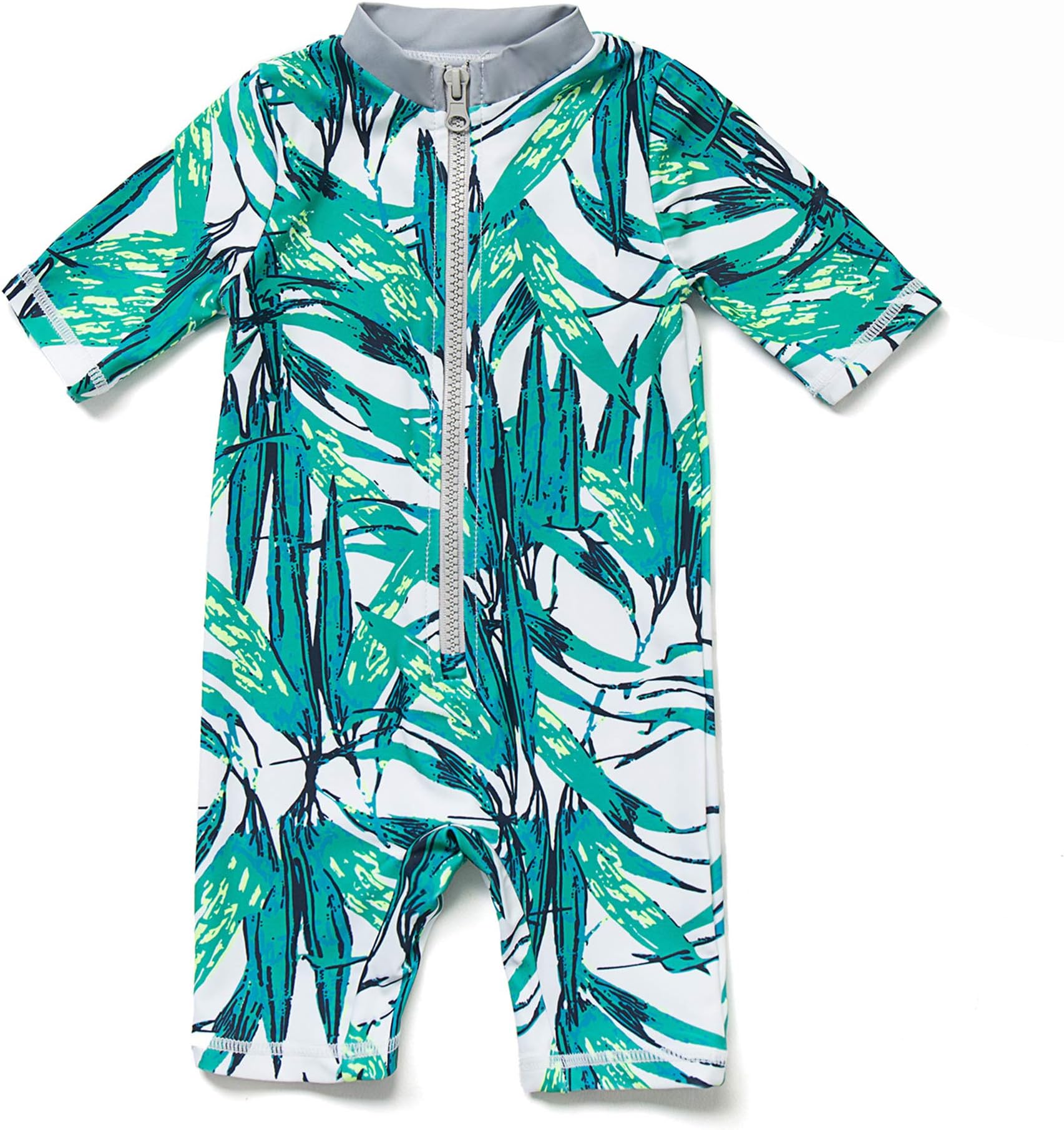 BONVERANO Baby Boy UV Swimsuit UPF 50+ Sun Protection S/S One Piece Kids Sunsuit Zipper