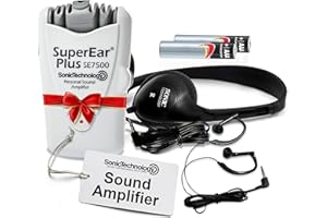 SuperEar Model SE7500 for Seniors - Hearing Amplifiers for Seniors & Elderly, Super Ear Personal Sound Amplifier, Sound Amplifier Listening Device and Audio Accessories in 50dB Ambient Sounds Increase