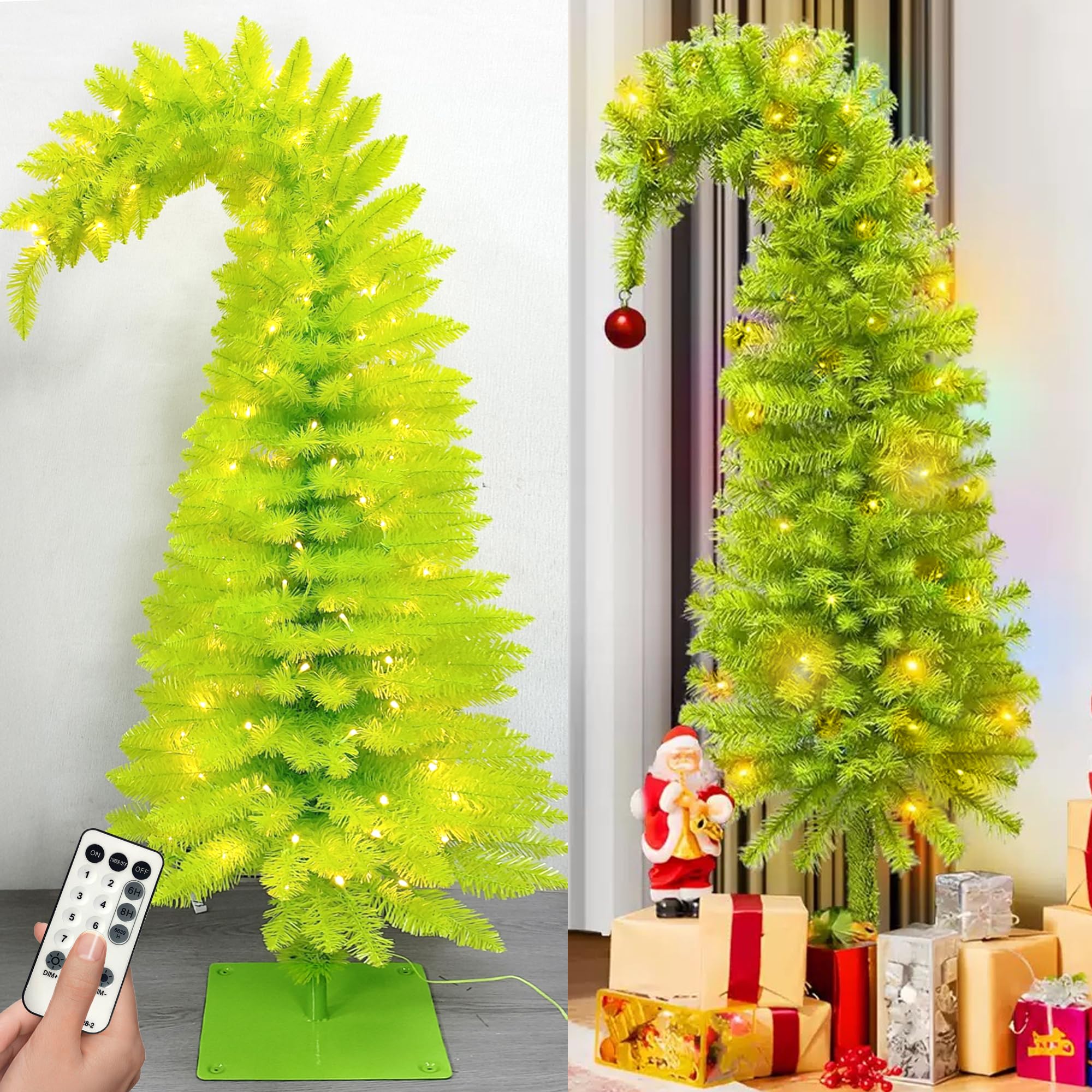 Photo 1 of **SIMILAR ITEM** **MEASURES SHOWN IN PICTURES BELOW** Prelit Christmas Tree - Artificial Christmas Tree with Timer Remote for Indoor Holiday Decor - Xmas Tree for Home, Office, Living Room, Kitchen (A-Light Green) (A-Light Green)