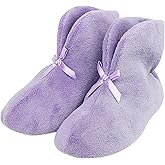Forfoot Women's Bootie Slippers, Cozy Coral Fleece Non Slip Indoor House Shoes