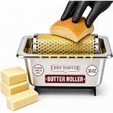 Chef Master Stainless Steel Butter Roller Dispenser, Holds 3 Sticks, 36 oz | Commercial Food Service Grade, Stick Butter Spreader for Buns &amp; Bread, Dishwasher Safe Wheel for Griddle &amp; Flat Tops, 90244