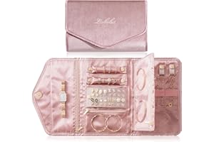 Lolalet Travel Jewelry Organizer, Foldable Velvet Jewellery Pouch Fashion Traveling Jewelry Wallet Envelope Clutch for Rings 