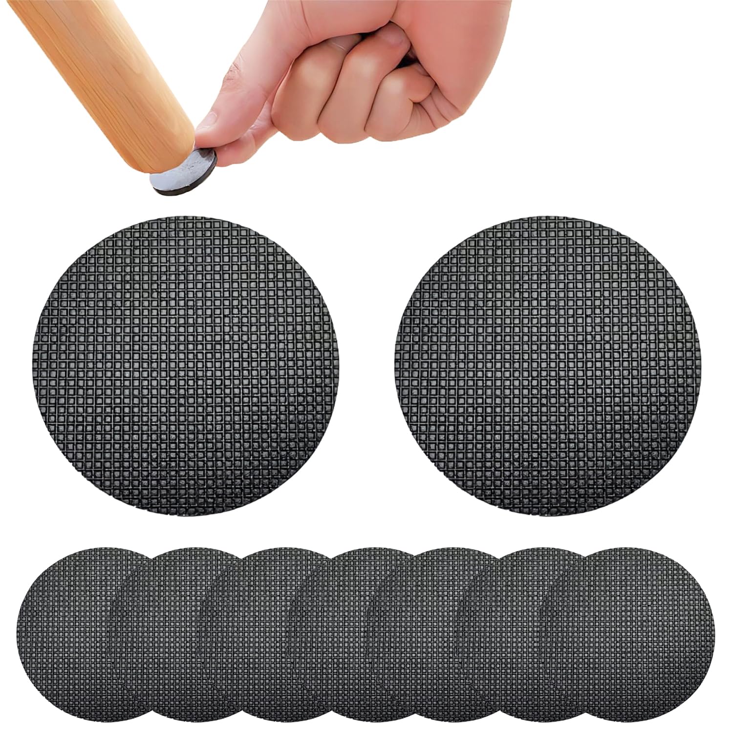 Qrity 16 Pcs Round Silicone Chair Pads, Non-Slip Furniture Pads with Rubber Grip, Black, for Floor Protection, 25mm