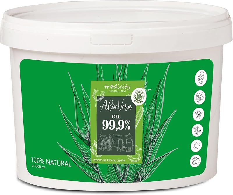 tradicity ORGANIC FARM 100% Pure Aloe Vera Gel 1000ml Firming Moisturiser Face