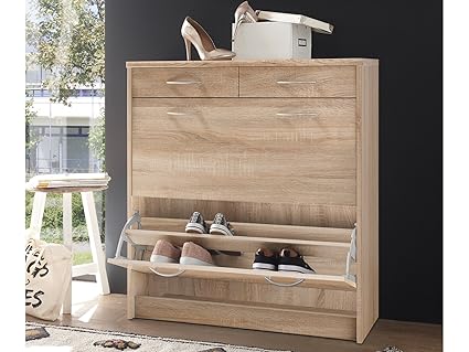 möbelando Schuhkipper Schuhständer Schuhkommode Schuhschrank Schuhablage Flur Olli I Sonoma-Eiche