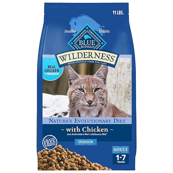 BLUE BUFFALO WILDERNESS NATURE’S EVOLUTIONARY DIET HIGH-PROTEIN, GRAIN-FREE NATURAL DRY FOOD FOR ADULT CATS, CHICKEN, 11-LB. BAG