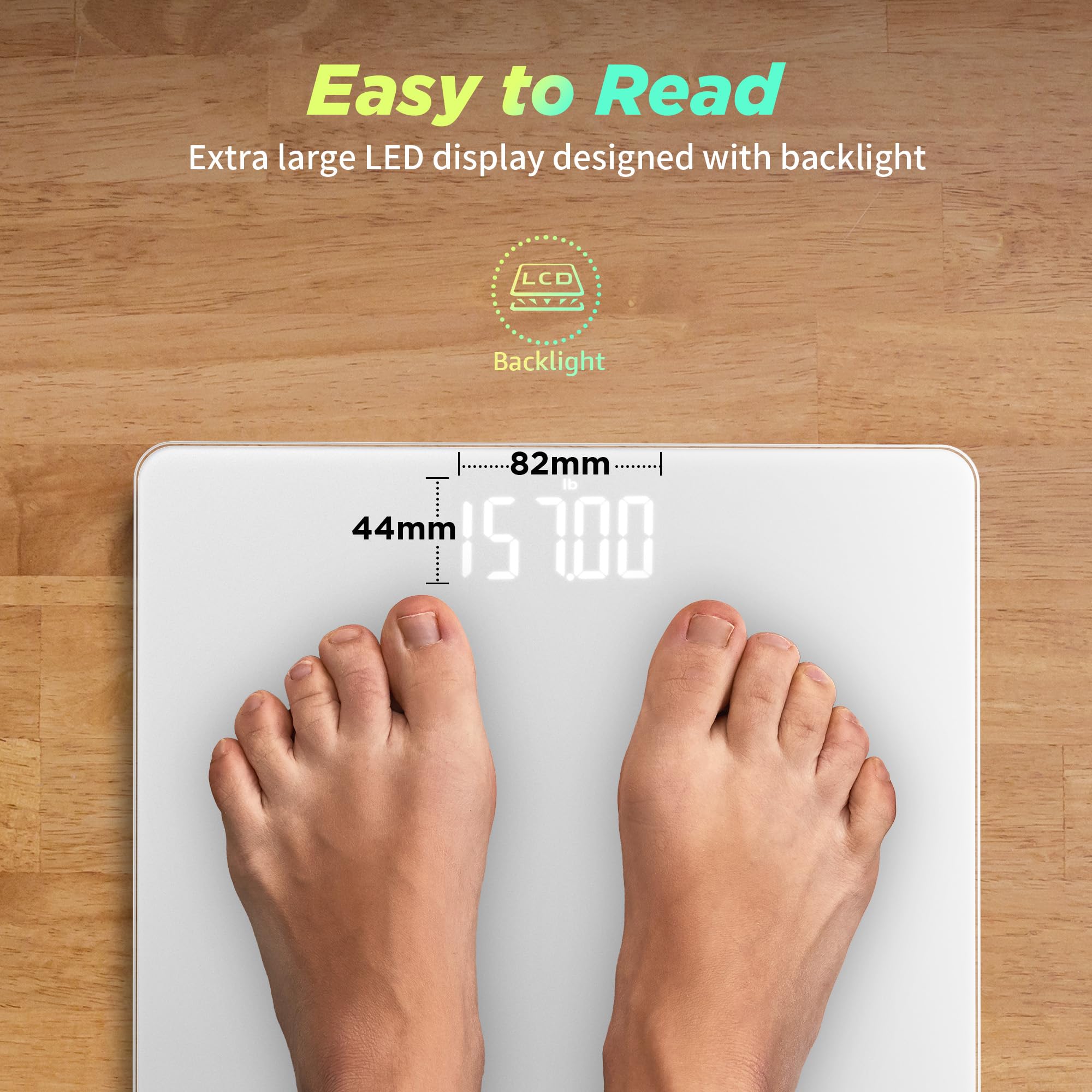 550lb Scale for Body Weight with Ultra-Wide Platform and Large LED Bezel-Less Display, Accurate High Precision Digital Bathroom Scale with Extra-High Capacity