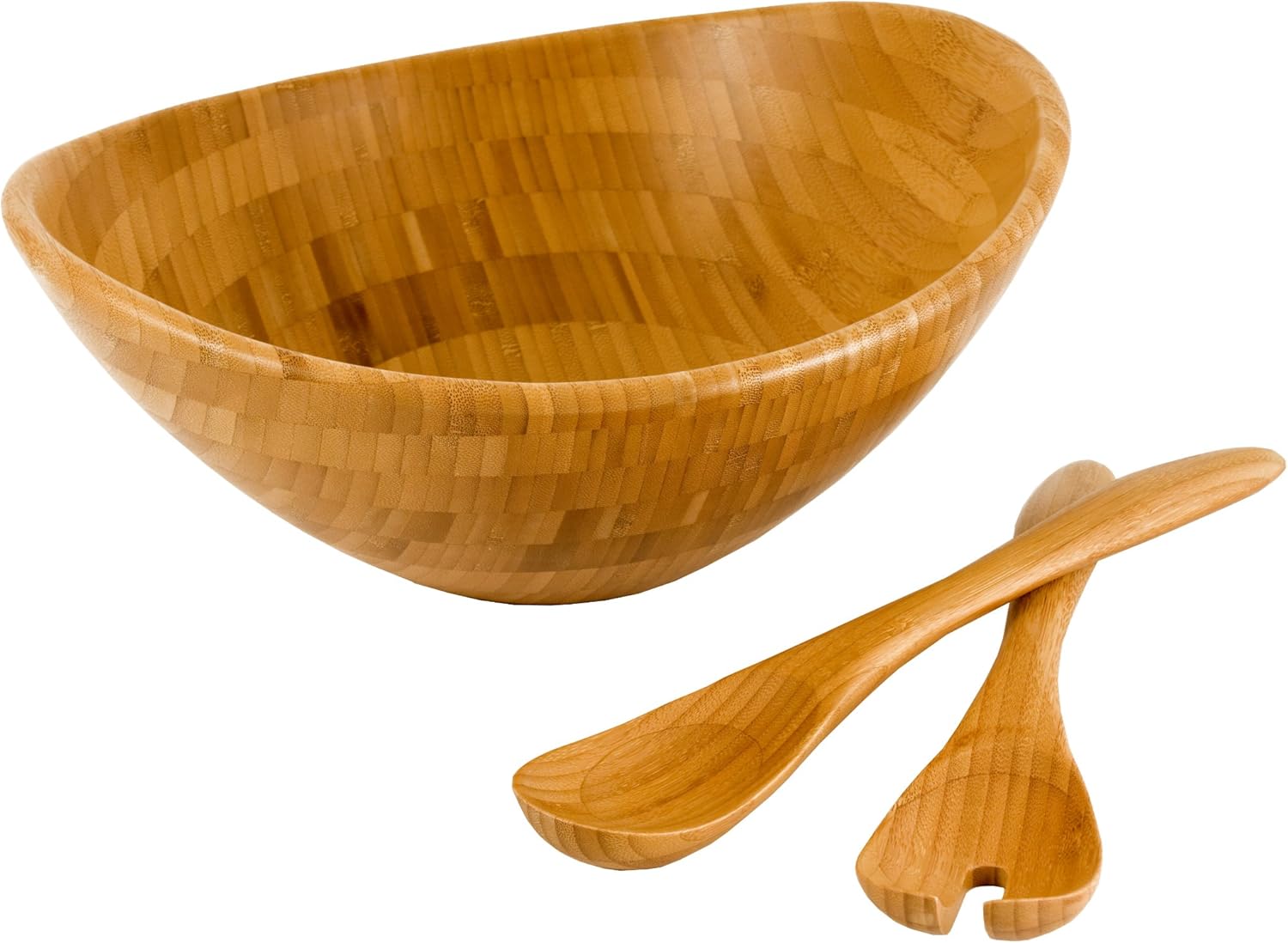 Totally Bamboo 3Piece Euro Bamboo Salad Bowl with Servers
