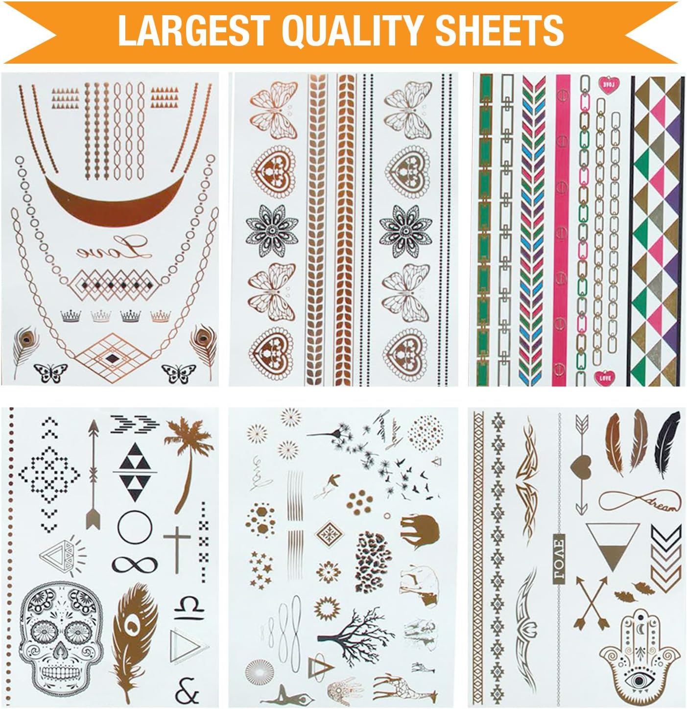 Glitz by Mottos Temporary Metallic Jewelry Tattoos, Forever Young Collection