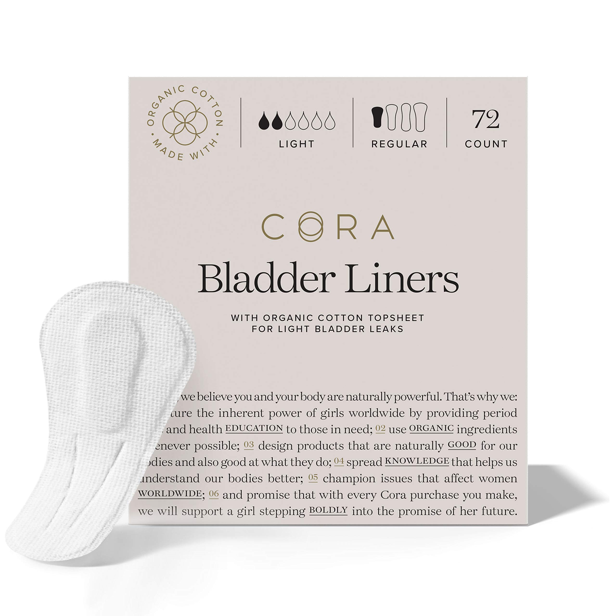 Cora Ultra Thin Organic Bladder Liners Incontinence & Postpartum Pads