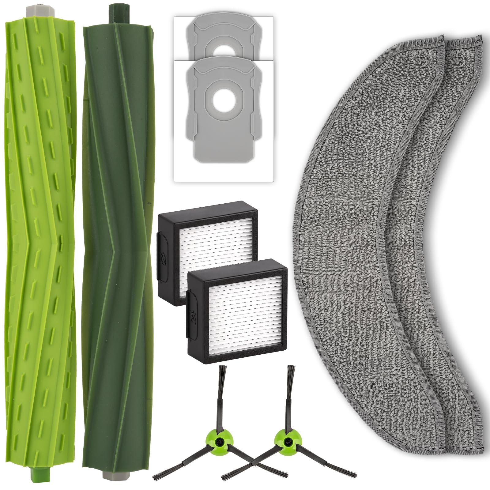 Photo 1 of (10 Pack) Combo 10 Max Replacement Parts for iRobot Roomba Combo j7, Combo j7+, Combo j9+, Combo 10 Max Robot Vacuum, Dual Rubber Roller Brush, 2 Mop Pads, 2 HEPA Filters, 2 Dust Bags, 2 Side Brushes