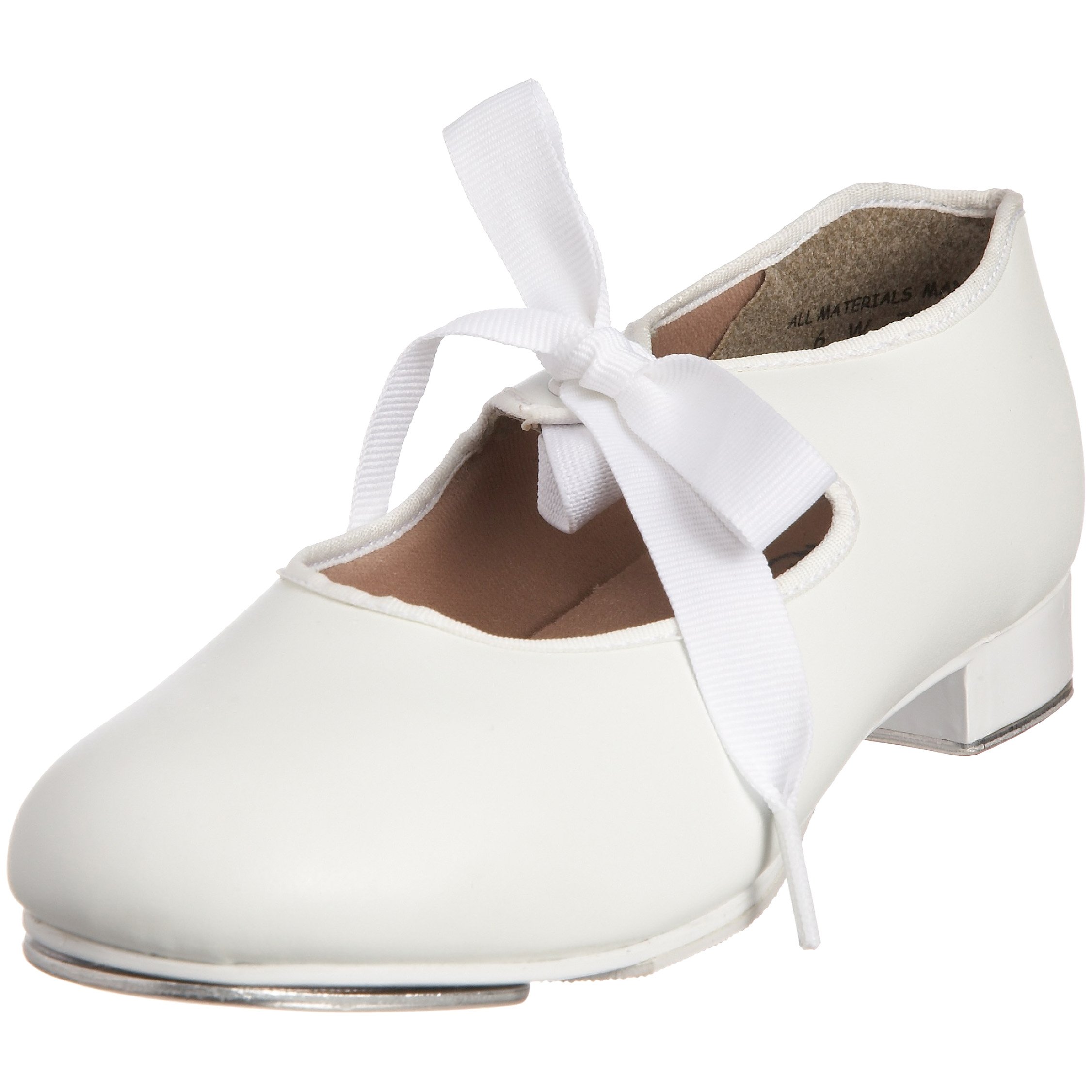 Capezio Girls Pu Jr Tyette Tap Jazz & Modern Dance Shoes, White, 2 UK