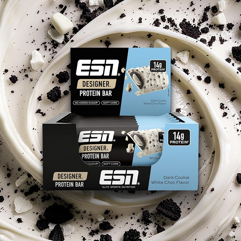 Designer Bar Box, Bolacha de Chocolate Branco Preto, 12 x 45 g, o snack ideal com até 14 g de proteína por barra, feita na Alemanha