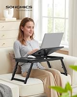 SONGMICS Bed Laptop Table Bamboo Desk 15.6 inch Tilt Height Drawer view 2