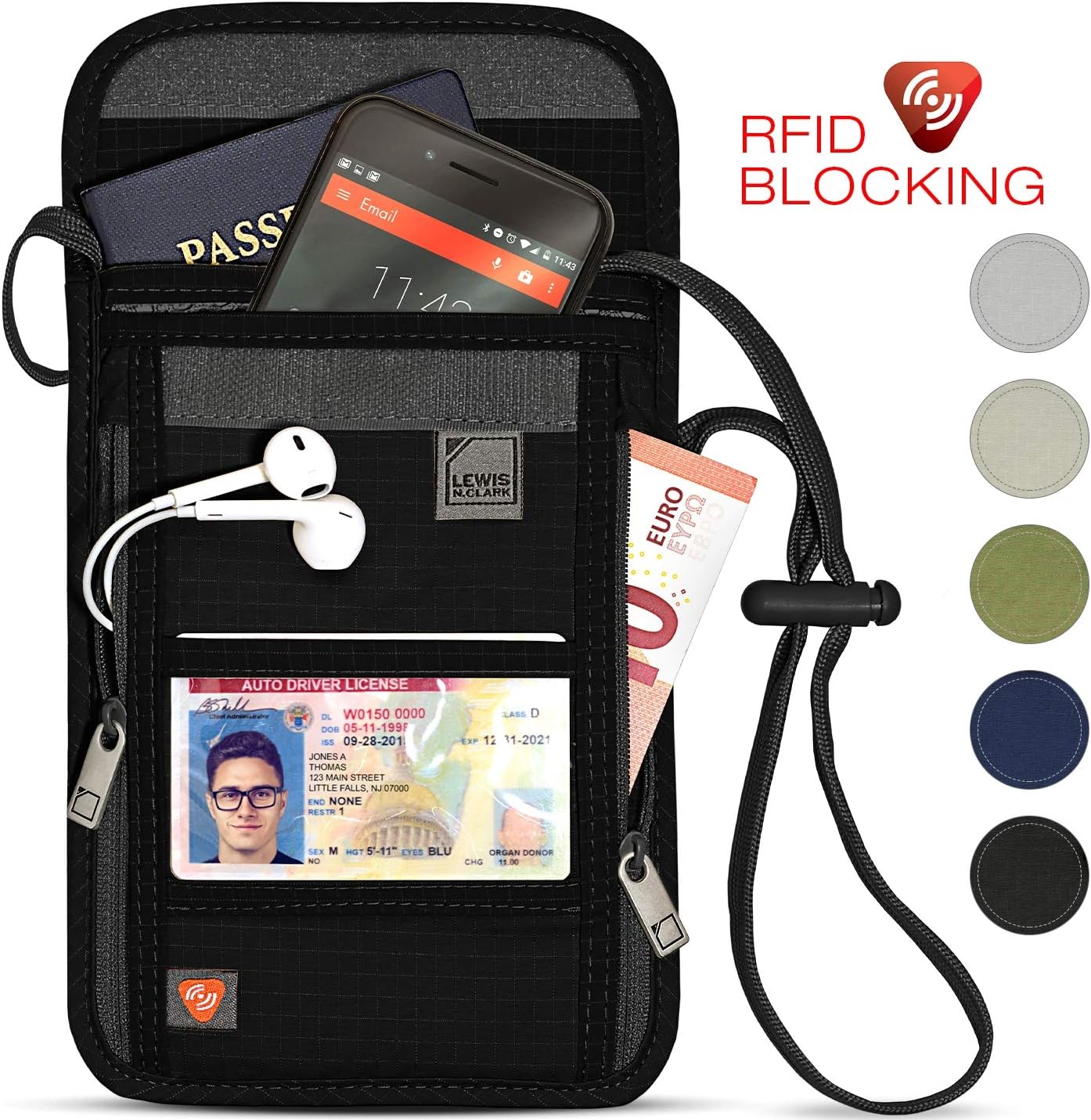 Lewis N. Clark RFID Neck Stash