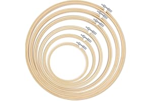 Swpohrat 6 Pieces Embroidery Hoop 4 Inch to 10 Inch,Bamboo Circle Frame Cross Stitch Hoop Ring for Embroidery,Craft Sewing,Cross Stitch,Holiday Ornaments