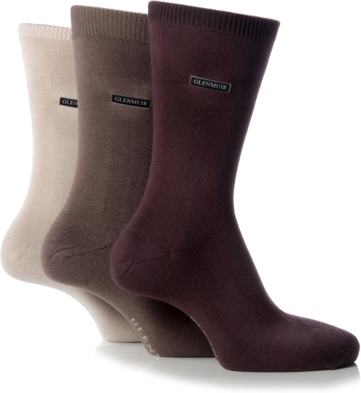 Mens 3 Pair Glenmuir Classic Bamboo Plain Socks Beige 711 Amazon.co