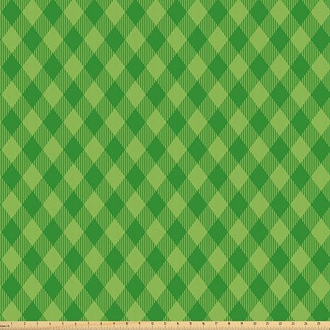 Amazon Com Ambesonne Irish Fabric By The Yard Retro Pattern In Vivid Green Cultural Checkered Traditional Tile Microfiber Fabric For Arts And Crafts Textiles Decor 1 Yard Green Lime Green