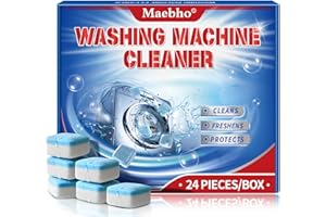 Washing Machine Cleaner Tablets 24 Pack - Deep Cleaning & Descaler for HE Front Load & Top Load Washers, Removes Odor, Residu