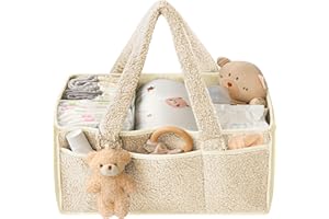 Diaper Caddy Organizer with Handle - Portable Baby Essentials Basket for Changing Table, Nursery & Travel | Diaper Storage Or