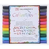 Kuretake ZIG Calligraphy Pens, 12 Colors set, 2mm. 3.5mm Dual Tip Markers, AP-Certified, No mess, Photo-Safe, Acid Free, Ligh