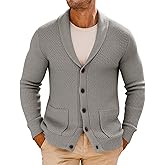 Runcati Mens Shawl Collar Cardigan Sweater Button Down Textured Knit Sweaters Casual Chunky Cardigan with Pockets