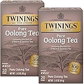 Twinings Pure Oolong Tea 2-Pack – Golden Caffeinated Tea, Individually Wrapped Tea Bags, 20 Count Each