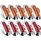 ALFU 10PCS 5Amber+5Red DC12V-24V LED Side Marker Indicator Lights Lamp Front Rear Tail Clearance Lamp Interior Lights with Chrome Bezel Universial for Auto Car Bus Truck Lorry Trailer Boat Deck