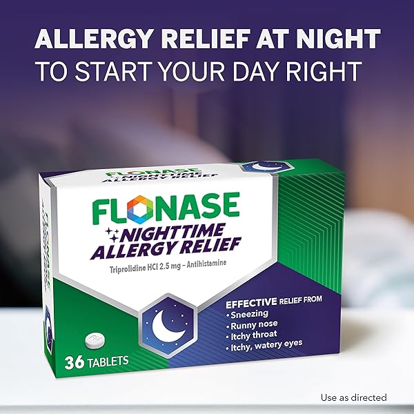 FLONASE NIGHTTIME ALLERGY RELIEF TABLETS, UP TO 6 HOURS OF ALLERGY MEDICINE – 36 COATED TABLETS