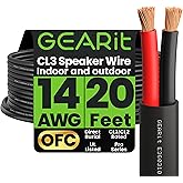 GEARit Outdoor Speaker Wire 14 Gauge (20 Feet) 14 AWG for Direct Burial, In-Ground, CL3 CL2 Rated, 2 Conductor Wires, OFC Oxy
