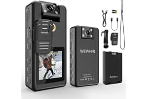 Wevoor 1296P FHD Body Camera A53, 20Hours Dual Battery Pack, 64GB Wearable Police Camera with IR Night Vision + 180° Rotatabl