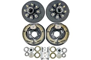 dreamdragon 7,000 lbs Self-Adjusting Electric Brake Trailer Axle Brake Kit, 8 Lug 6.5" Bolt Circle Brake Drum with 1/2''-20 Studs, Replacement 12" Brake Hub Drum Assembly